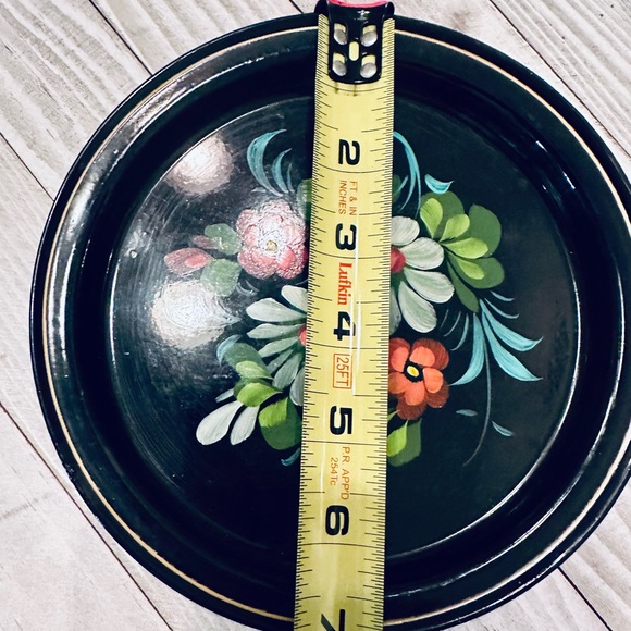 Vintage Russian hand painted floral metal tole‎ dish - Picture 5 of 5